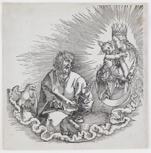 Die Jungfrau erscheint dem heiligen Johannes, aus der Ausgabe von 1511 der „Apokalypse“ von Albrecht Dürer