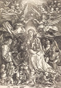 Die Jungfrau von vielen Engeln umgeben von Albrecht Dürer