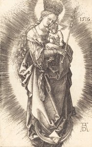 Die Jungfrau und das Kind auf einer Mondsichel mit einem Zepter und einer Sternenkrone, 1516 von Albrecht Dürer