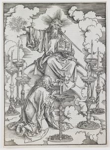 Die Vision der sieben Leuchter, aus der Serie „Die Apokalypse“ von Albrecht Dürer