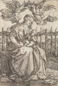 Jungfrau Maria von zwei Engeln gekrönt von Albrecht Dürer