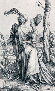 Junges Paar von Tod bedroht oder Der Spaziergang, 1495 von Albrecht Dürer