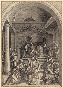 Zwölfjähriger Jesus im Tempel, Blatt 16 der Folge "Das Marienleben"