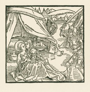 Ein Ritter der israelitischen Armee tötet einen anderen Ritter, den er mit einer heidnischen Geliebten findet von Albrecht Dürer or Duerer