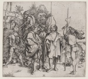 Fünf Soldaten und ein Türke zu Pferd, 1495-96