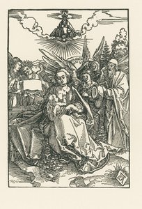 Heilige Familie mit fünf Engeln von Albrecht Dürer or Duerer