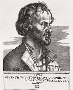 Philipp Melanchthon, genannt Schwarzerd (1497-1560). Theologe und Luthers Mitarbeiter (Stich) von Albrecht Dürer