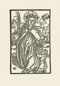 Heilige Dorothea. Illustration zu Hortulus Anime. Gedruckt von Michael Furter, Basel