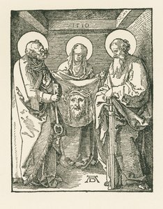 Die heilige Veronika zwischen den Heiligen Petrus und Paulus - Das Schweißtuch der heiligen Veronika von Albrecht Dürer or Duerer