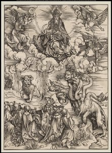 Die Apokalypse: Das Tier mit zwei Hörnern wie ein Lamm, 1496-97 von Albrecht Dürer