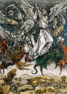 Die Apokalypse des Heiligen Johannes: Der Fall der rebellischen Engel, ca. 1496-1498 von Albrecht Dürer