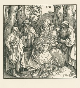 Die Heilige Sippe mit lautespielenden Engeln von Albrecht Dürer or Duerer