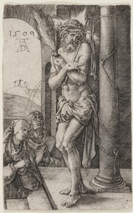 Der Mann der Schmerzen steht an der Säule von Albrecht Dürer