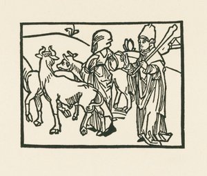 Der Priester in seinen Gewändern vertreibt das Vieh und vor ihm geht die Magd von Albrecht Dürer or Duerer