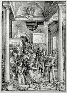 Die Jungfrau und das Kind mit Heiligen (Holzschnitt) von Albrecht Dürer