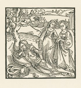 Der Ritter in Meditation wird von seinen zwei Töchtern begleitet von Albrecht Dürer or Duerer