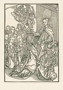 Die Belohnung der Auserwählten, dargestellt durch die Krönung Marias, umgeben von den Heiligen von Albrecht Dürer or Duerer