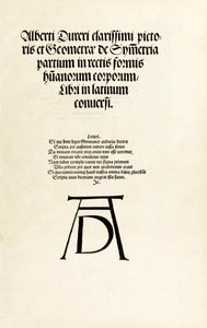 Titelseite mit Dürers Holzschnitt-Monogramm aus 