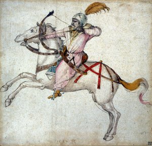 Ein Bogenschütze zu Pferd. Zeichnung von Albrecht Dürer von Albrecht Dürer