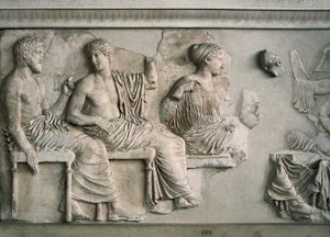 Poseidon, Apollo, Artemis und Aphrodite dargestellt auf dem Ostfries des Parthenon