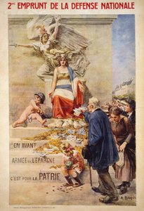 Zweiter Kredit der Nationalen Verteidigung: „Vorwärts, bewaffnet mit Ersparnissen, es ist für das Vaterland“ - Plakat von Robaudi