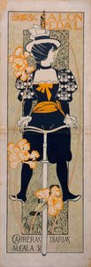 Salon Pedal - Werbung für eine Radrennbahn in Málaga (Spanien) - Lithographie von Alexandre de Riquer i Ynglada von Alejandro de Riquer