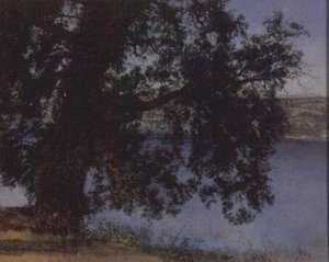 Baum im Schatten über dem Wasser bei Castel Gandolfo, vor 1846 von Aleksandr Andreevich Ivanov