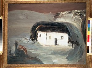 Landschaft mit einem weißen Haus