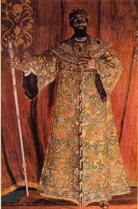 Porträt von Fyodor Ivanov Shaliapin 1873-1939 in der Rolle von Boris Godunov, 1912, 1965 von Aleksandr Jakovlevic Golovin