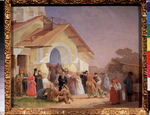 Der Kirchenausgang in Pskow von Aleksandr Ivanovich Morozov