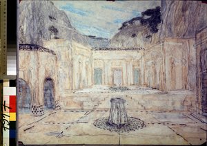 Bühnenbild für die Tragödie Antigone nach Sophokles