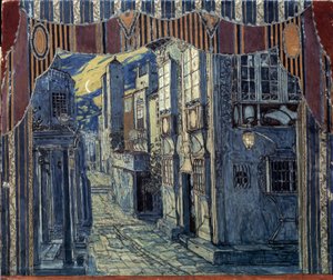 Bühnenbild für die Oper Der Barbier von Sevilla von G. Rossini von Aleksandr Jakovlevic Golovin