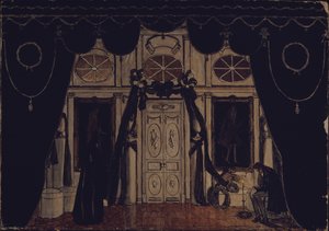 Bühnenbild für das Theaterstück Die Maskerade von M. Lermontov, 1917
