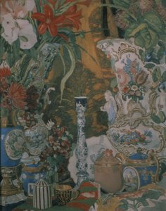 Stillleben. Blumen und Porzellan, 1912