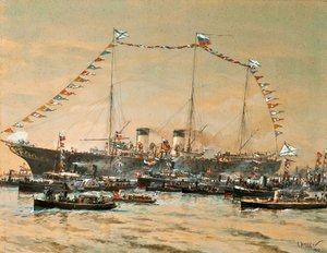 Kaiser Nikolaus II. besucht seine Yacht Polestar, 1908