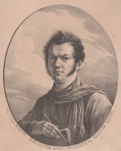 Selbstporträt mit einem Album und Stift, 1819 von Aleksandr Orlovsky