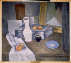 Stillleben mit Äpfeln und blauer Untertasse von Aleksandr Vasilievich Shevchenko