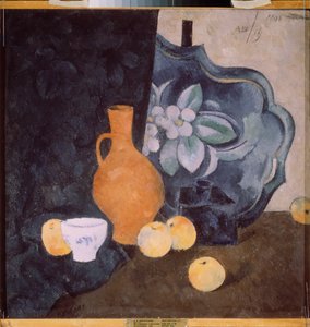 Stillleben mit einem gelben Krug und einer weißen Schale - Werk von Alexander Wassiljewitsch Schewtschenko (1883-1948)