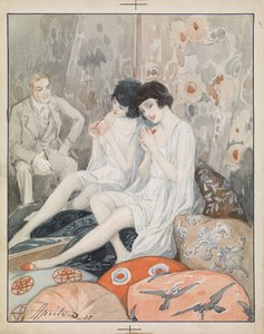 "Frau in einem Boudoir" Aquarell von Alexander Apsit (1880-1944) von Aleksandrs Apsit
