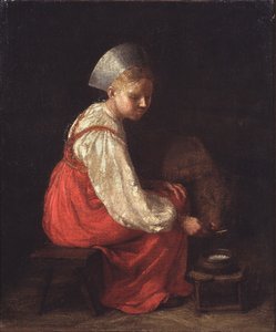 Ein Bauernmädchen mit einem Kalb, 1829 von Aleksei Gavrilovich Venetsianov