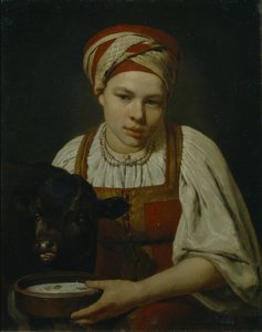 Ein Bauernmädchen mit einem Kalb, Ende der 1820er Jahre