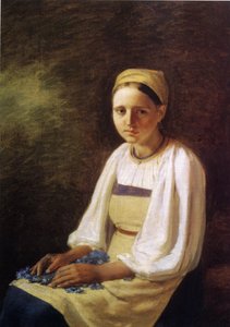 Ein Bauernmädchen mit Kornblumen, 1820er von Aleksei Gavrilovich Venetsianov