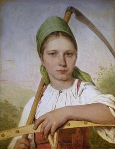 Bäuerin mit Sense und Rechen, vor 1825