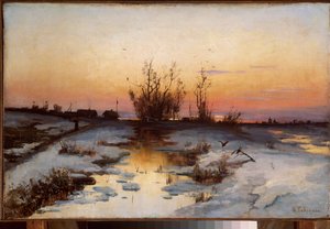 Abend, Blühende Erlen von Alexei Kondratjewitsch Sawrassow