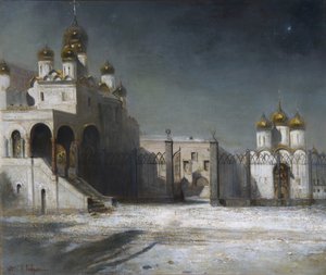 Der Kathedralenplatz im Moskauer Kreml bei Nacht, 1878