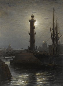 Die Rostra-Säule in der Nähe der Börse in St. Petersburg, 1878