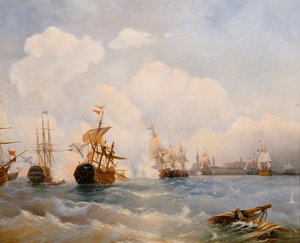 Die Seeschlacht von Reval am 13. Mai 1790, 1860er Jahre von Aleksei Petrovich Bogolyubov