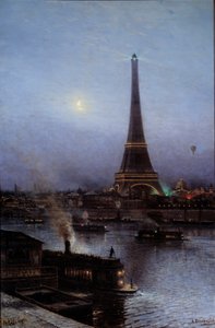 Ansicht des Eiffelturms bei Nacht im Jahr 1889 von Aleksei Petrovich Bogolyubov