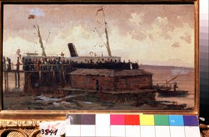 Ansicht eines Dampfers am Kai in einem Hafen von Aleksei Petrovich Bogolyubov