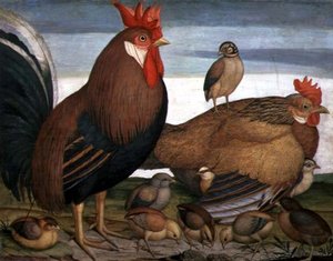 Hahn, Henne und Küken von Alessandro Battaglia